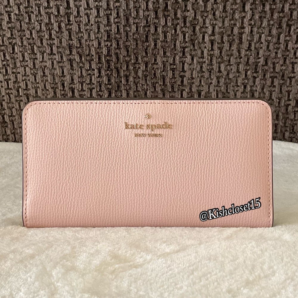kate spade Pebbled Leather Zip Around Wallet in Light Pink